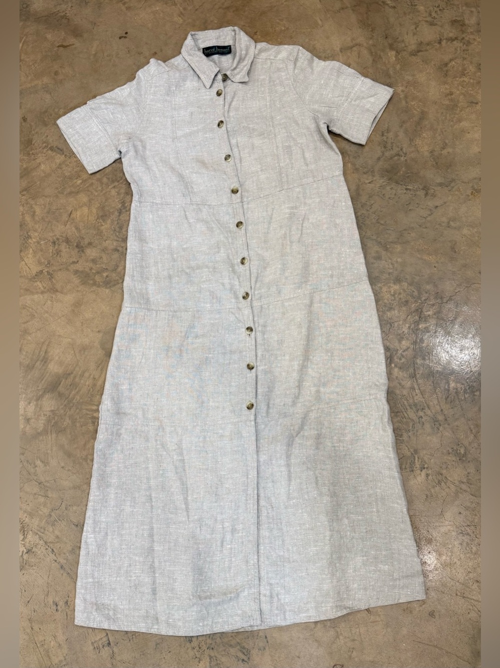 Harve Bernard Linen Maxi Button Up Vintage Dress